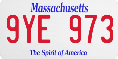 MA license plate 9YE973