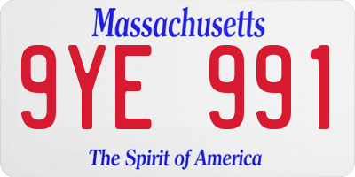 MA license plate 9YE991