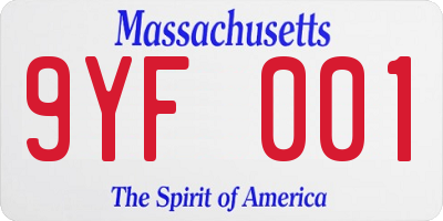 MA license plate 9YF001