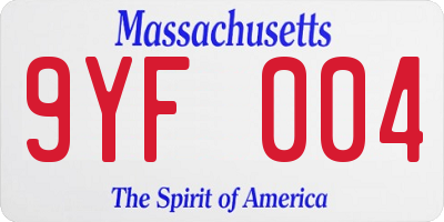 MA license plate 9YF004