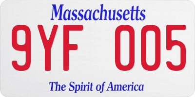 MA license plate 9YF005