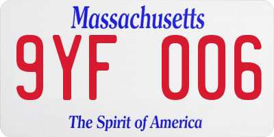 MA license plate 9YF006
