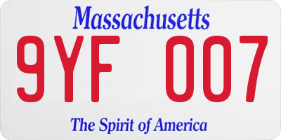 MA license plate 9YF007