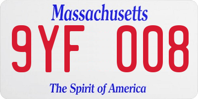 MA license plate 9YF008