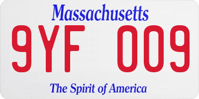 MA license plate 9YF009
