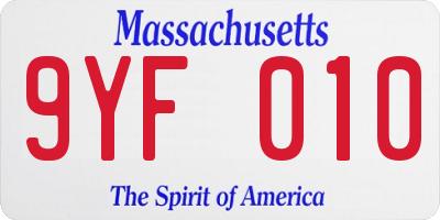 MA license plate 9YF010