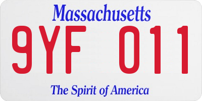 MA license plate 9YF011