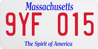 MA license plate 9YF015