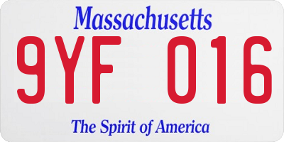 MA license plate 9YF016