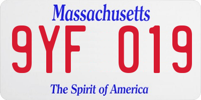 MA license plate 9YF019