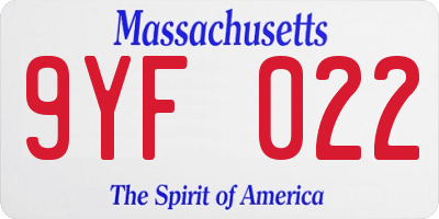 MA license plate 9YF022