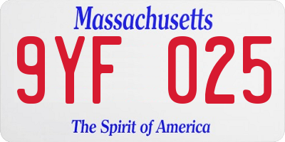 MA license plate 9YF025