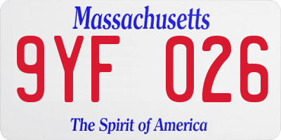 MA license plate 9YF026