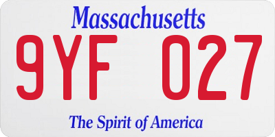 MA license plate 9YF027