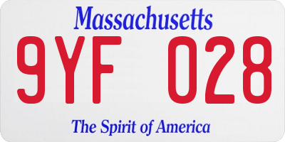 MA license plate 9YF028