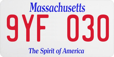 MA license plate 9YF030