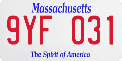 MA license plate 9YF031