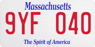 MA license plate 9YF040
