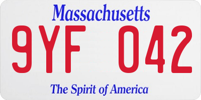 MA license plate 9YF042