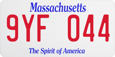 MA license plate 9YF044