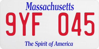 MA license plate 9YF045