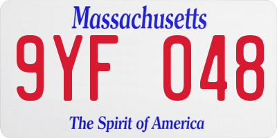 MA license plate 9YF048