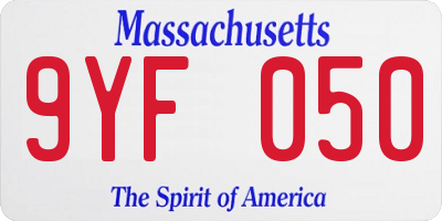 MA license plate 9YF050