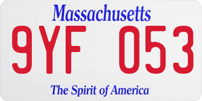 MA license plate 9YF053