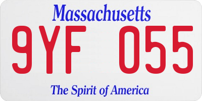 MA license plate 9YF055