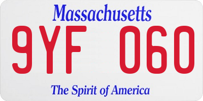 MA license plate 9YF060