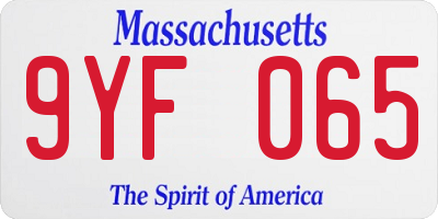 MA license plate 9YF065
