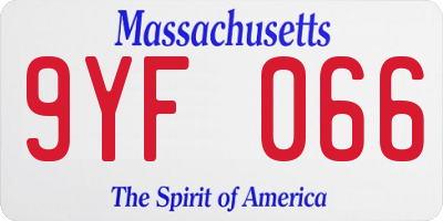 MA license plate 9YF066