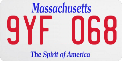 MA license plate 9YF068