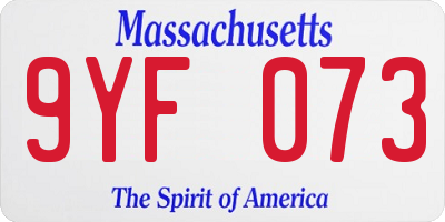 MA license plate 9YF073