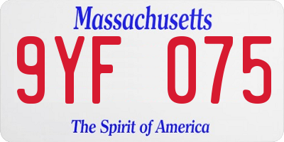 MA license plate 9YF075