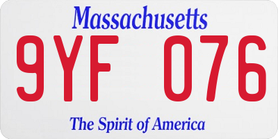 MA license plate 9YF076