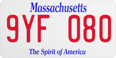 MA license plate 9YF080