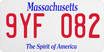 MA license plate 9YF082
