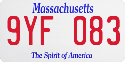 MA license plate 9YF083