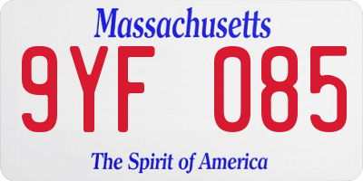 MA license plate 9YF085