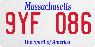 MA license plate 9YF086