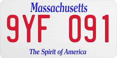 MA license plate 9YF091