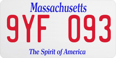 MA license plate 9YF093