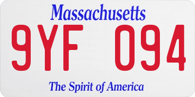 MA license plate 9YF094