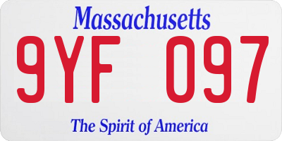 MA license plate 9YF097