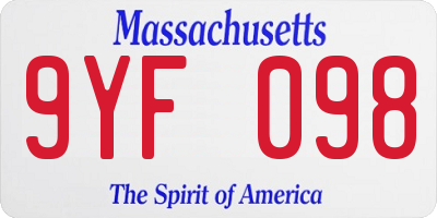 MA license plate 9YF098