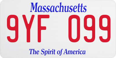 MA license plate 9YF099