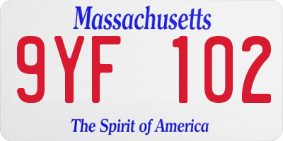 MA license plate 9YF102