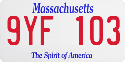 MA license plate 9YF103