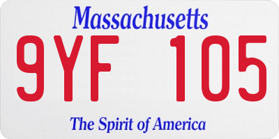 MA license plate 9YF105
